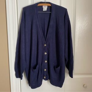 Bobbie Brooks Navy Blue Cardigan Gold Buttons Pockets 18W Y2K Cozy Cabincore